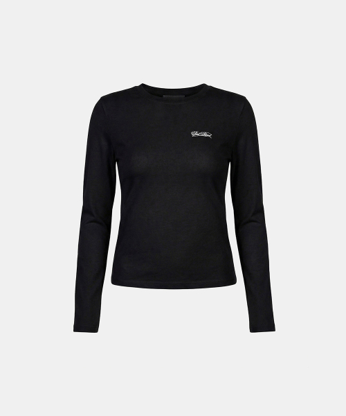 Dark Classic Logo Fitted Long Sleeve T-Shirt - Black