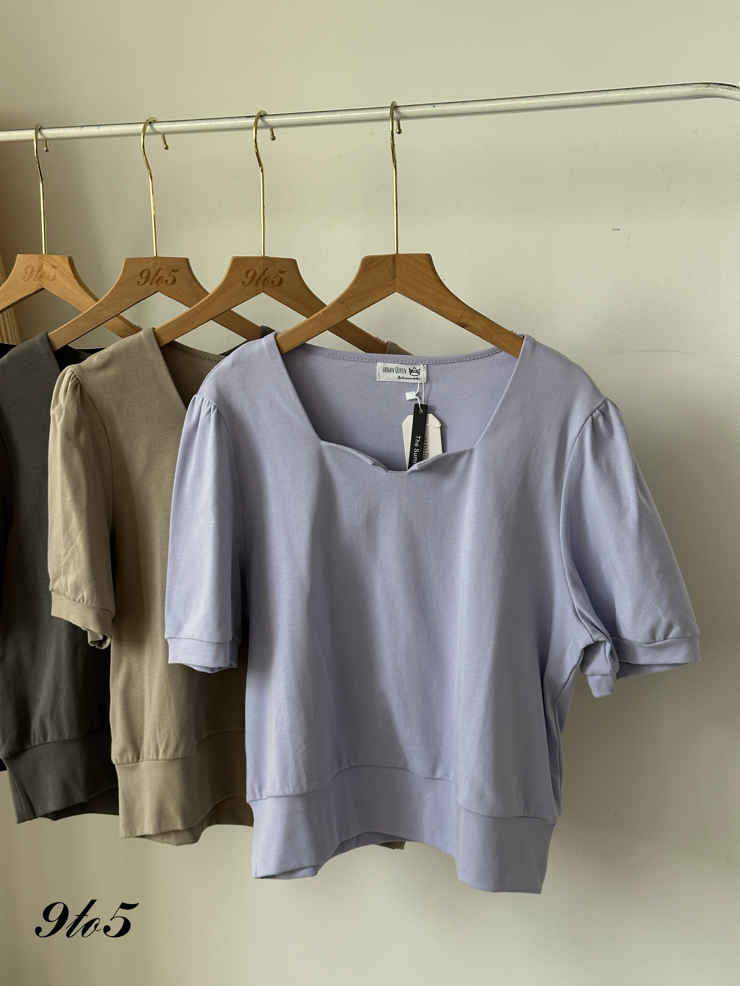 T4028 Square Neck Half Sleeve Top - 4 Colors