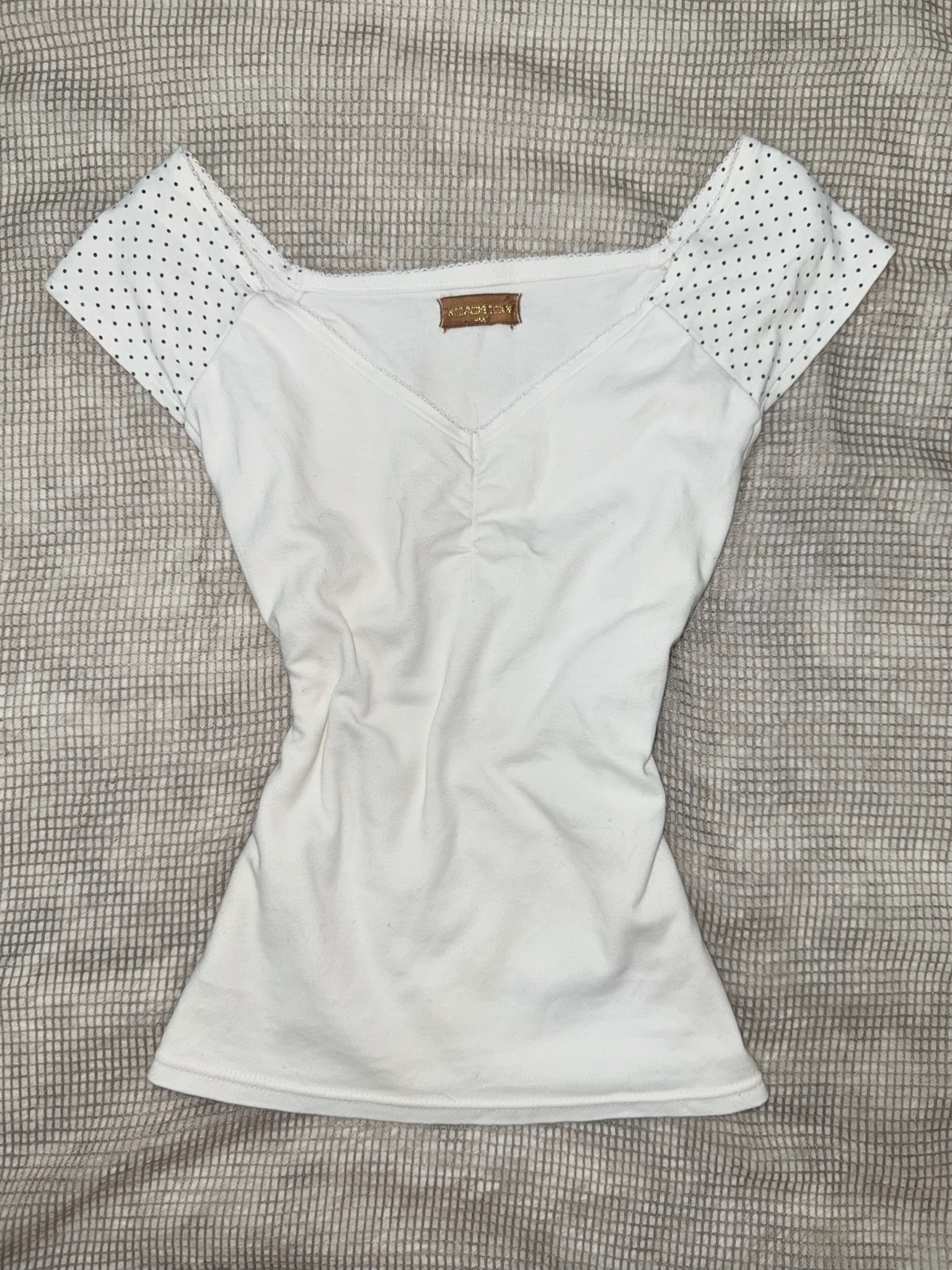 Balletcore Lace Pearl Accent Bow Knit Top