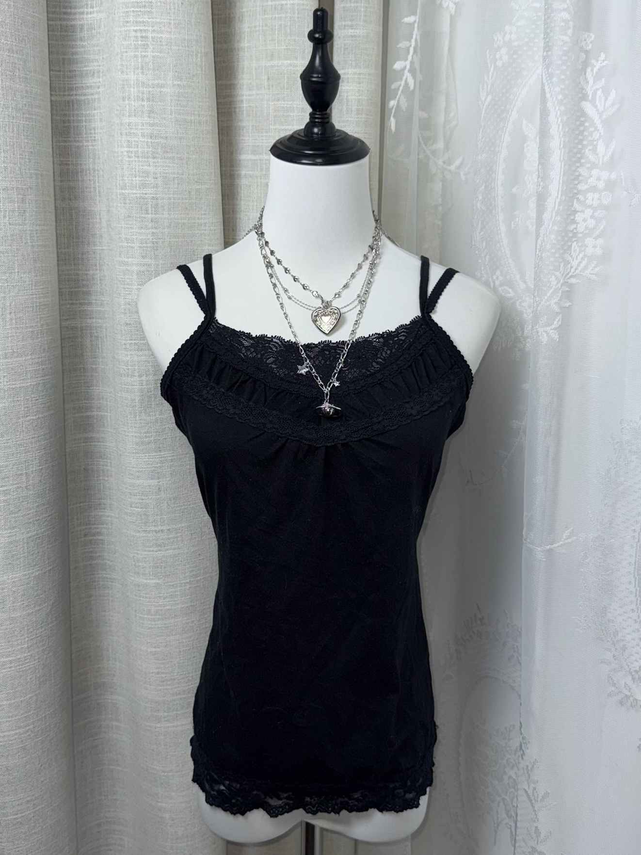 Whimsigoth Double Strap Lace-Trim Cami