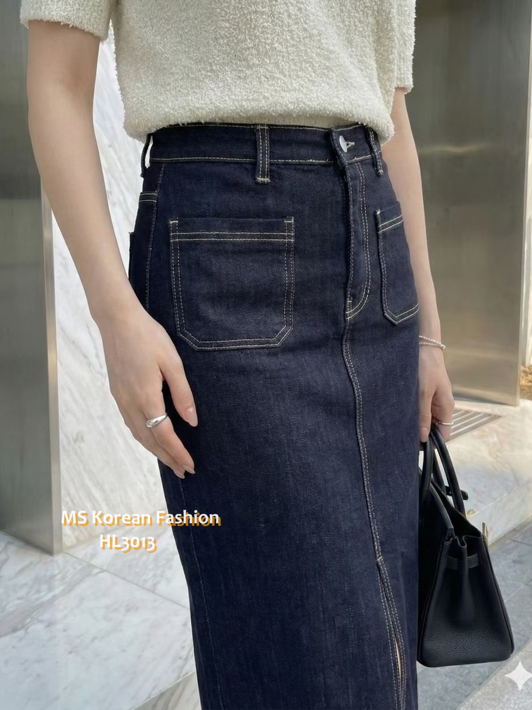 HL3013 韓國🌼Howluk前開叉中長半裙