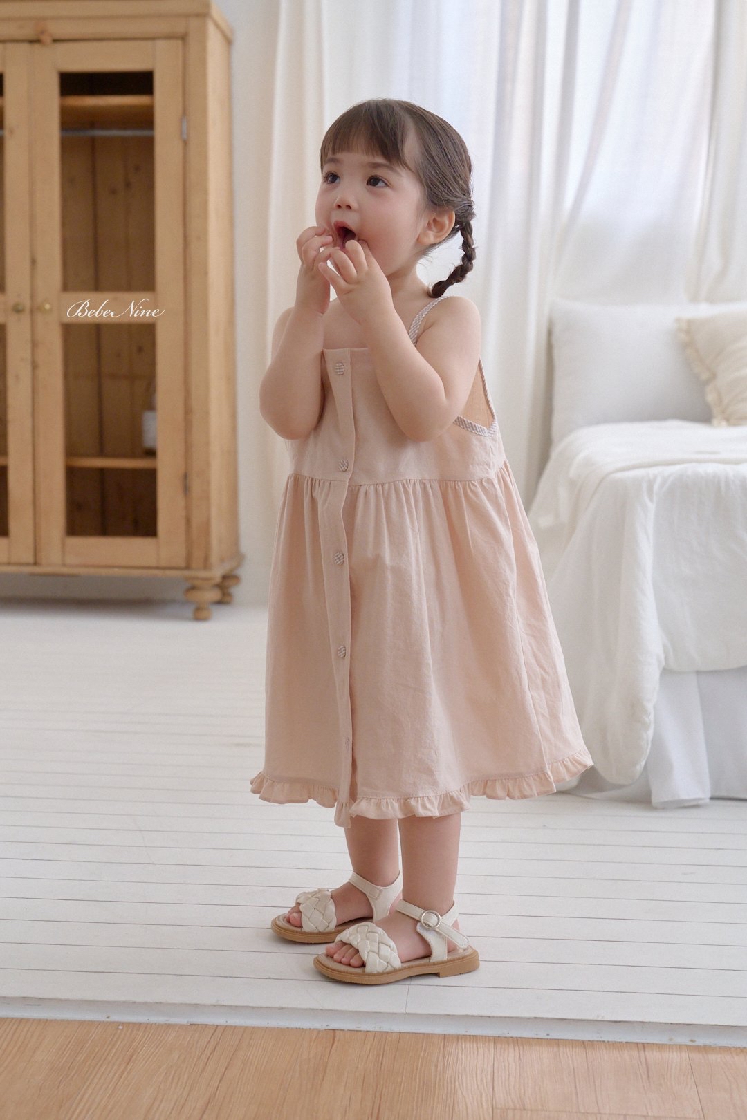 ☀️預訂 韓國直送☀️🇰🇷Bebenine三色荷葉邊下擺純棉吊帶連身裙