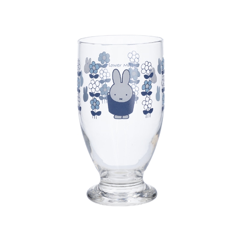 預購 miffy MF 限定 藍花玻璃杯 350ml 連假花一小扎 