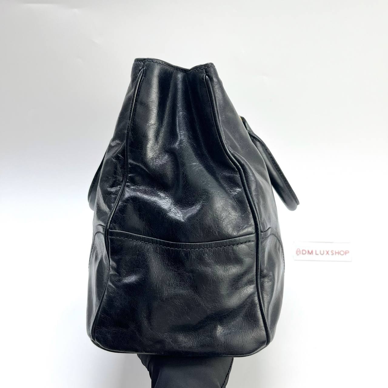 Prada Vitello Shine Leather 2 Ways Satchel Black