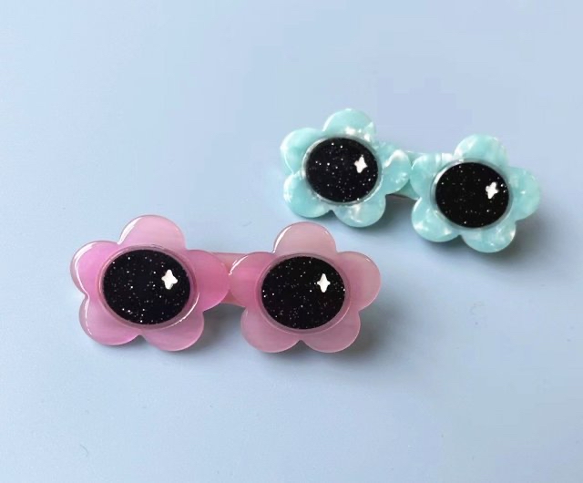 花花太陽眼鏡 髮夾 鴨嘴夾