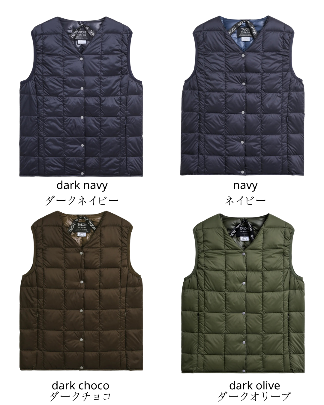 日本代購【 2026年秋冬新產色 日本直送 TAION 女裝經典V領內膽羽絨背心 TAION Women Basic V-Neck Button Inner Down Vest (TAION-W001) 】