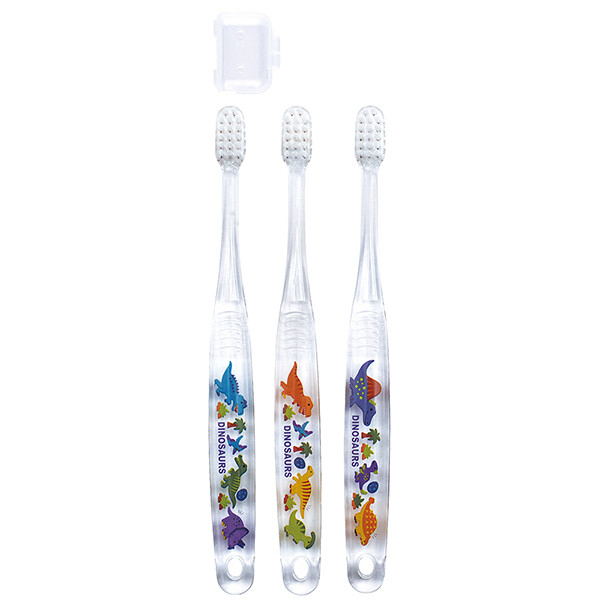 Skater兒童透明牙刷3入組 (3-5歲) - 恐龍圖鑑系列