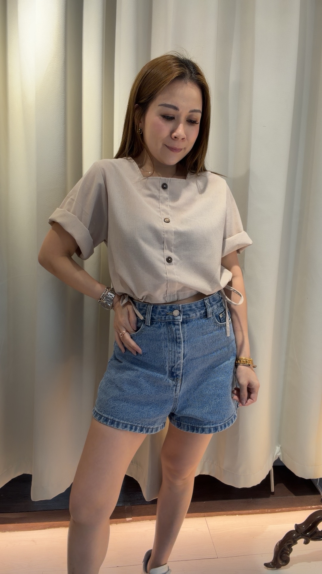 泰國短版棉麻上衣