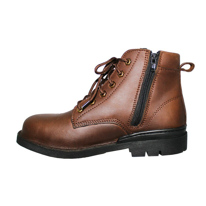 Hammer Kings Exclusive Safety 13019 Mens Shoes MID Cut Lace-up with Side Zipper Steel Toe Cap Leather Working Shoes SIRIM and DOSH Approved HK13019