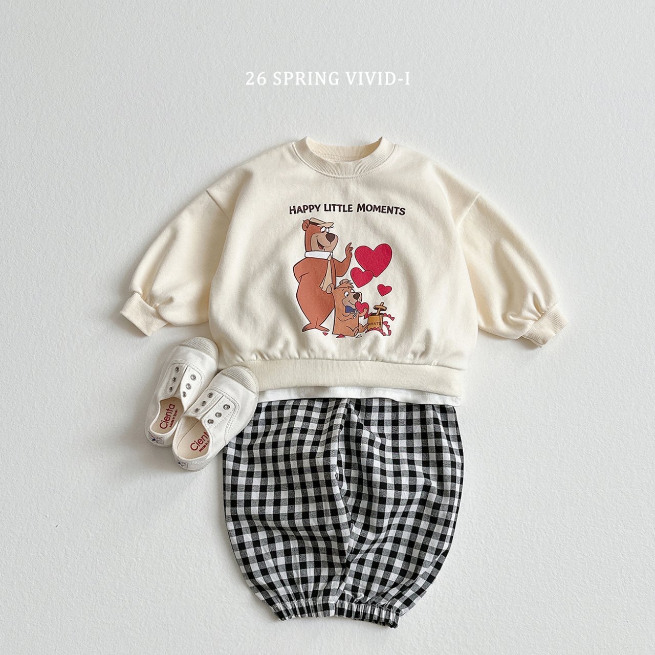 🌸預訂 韓國直送🌸🇰🇷VIVIDI三色愛心小熊印花寬鬆衛衣