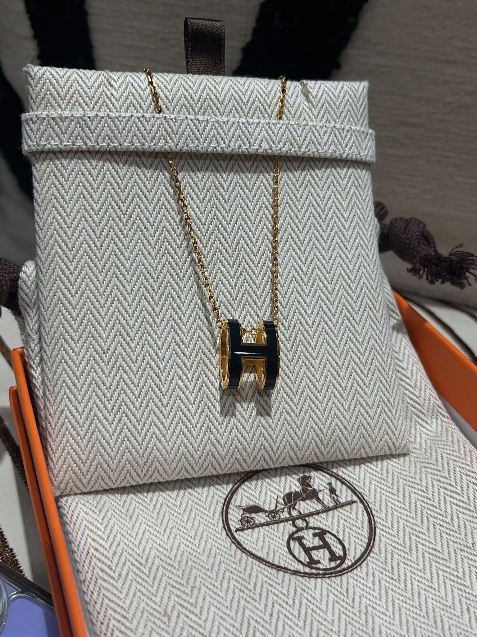 全新 Hermes pop H necklace 黑金大POP H 100%Authentic, 100%New 全新  ✅dust bag ✅box