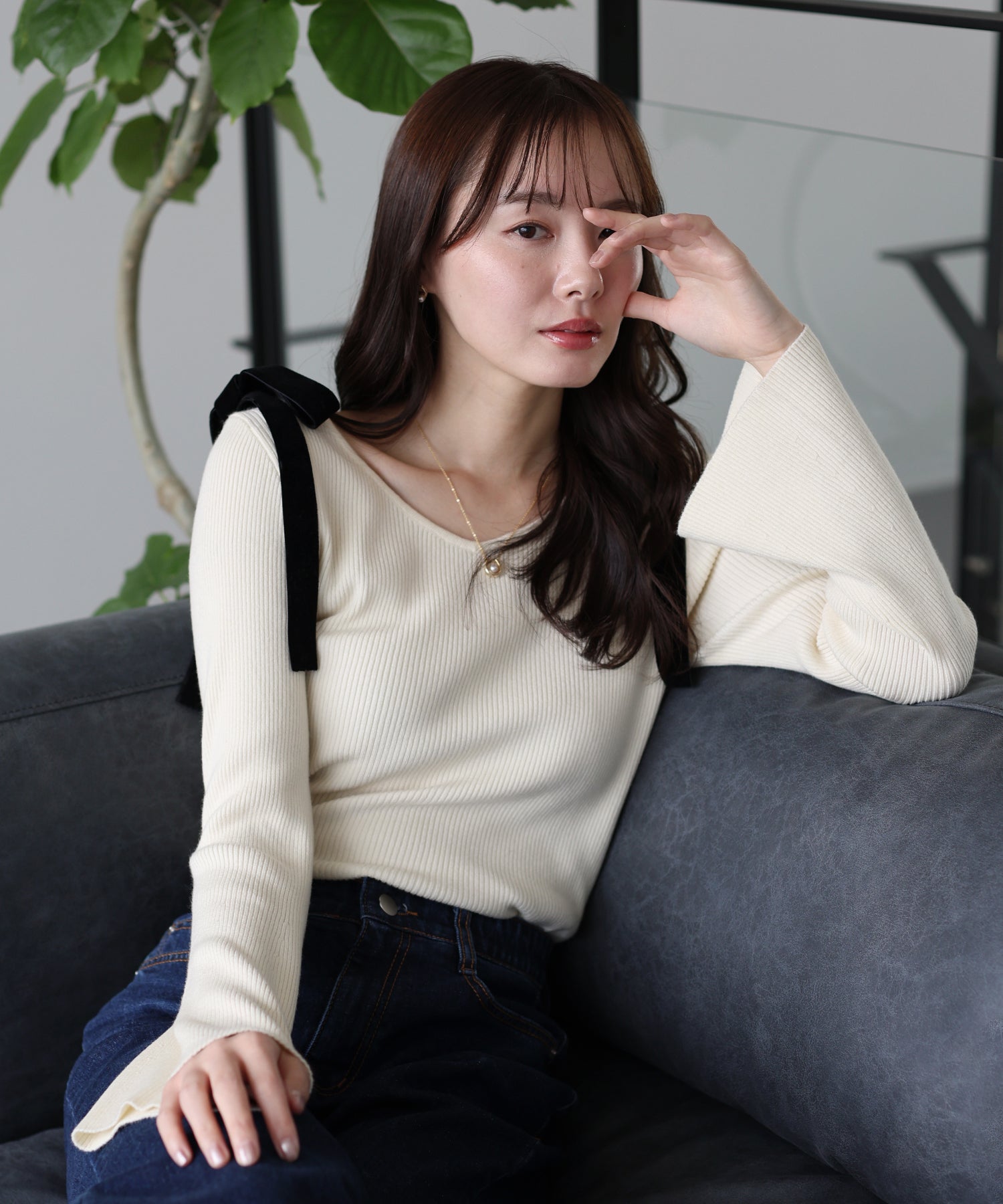 <限量現貨><JP> Shoulder Bowknot Soft Knit * 3色入