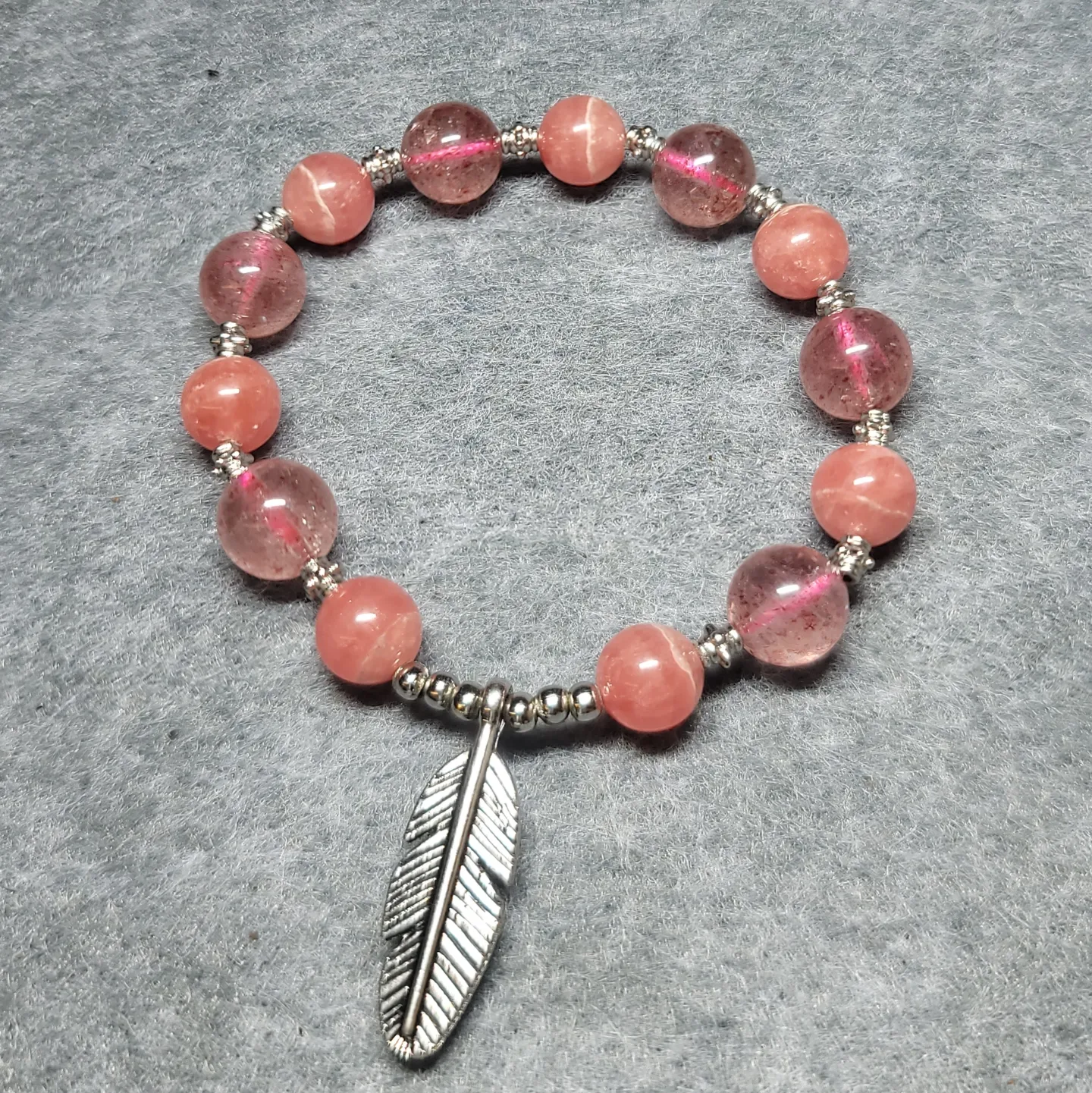 紅紋石草莓晶藏銀手鏈