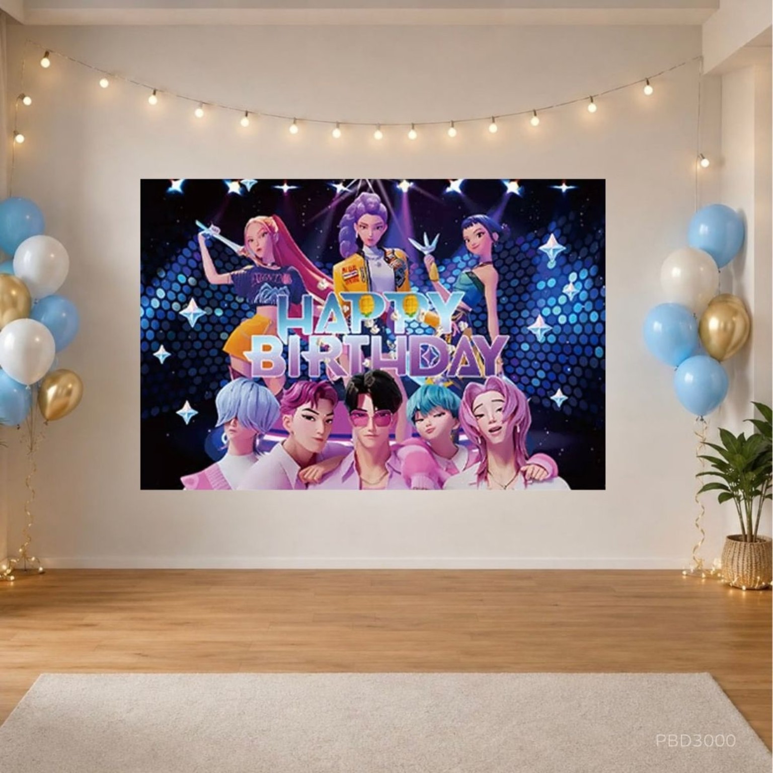 KPop Demon Hunters Rumi 獵魔女團生日派對背景布 150×100mm Party Backdrop｜PBD3000