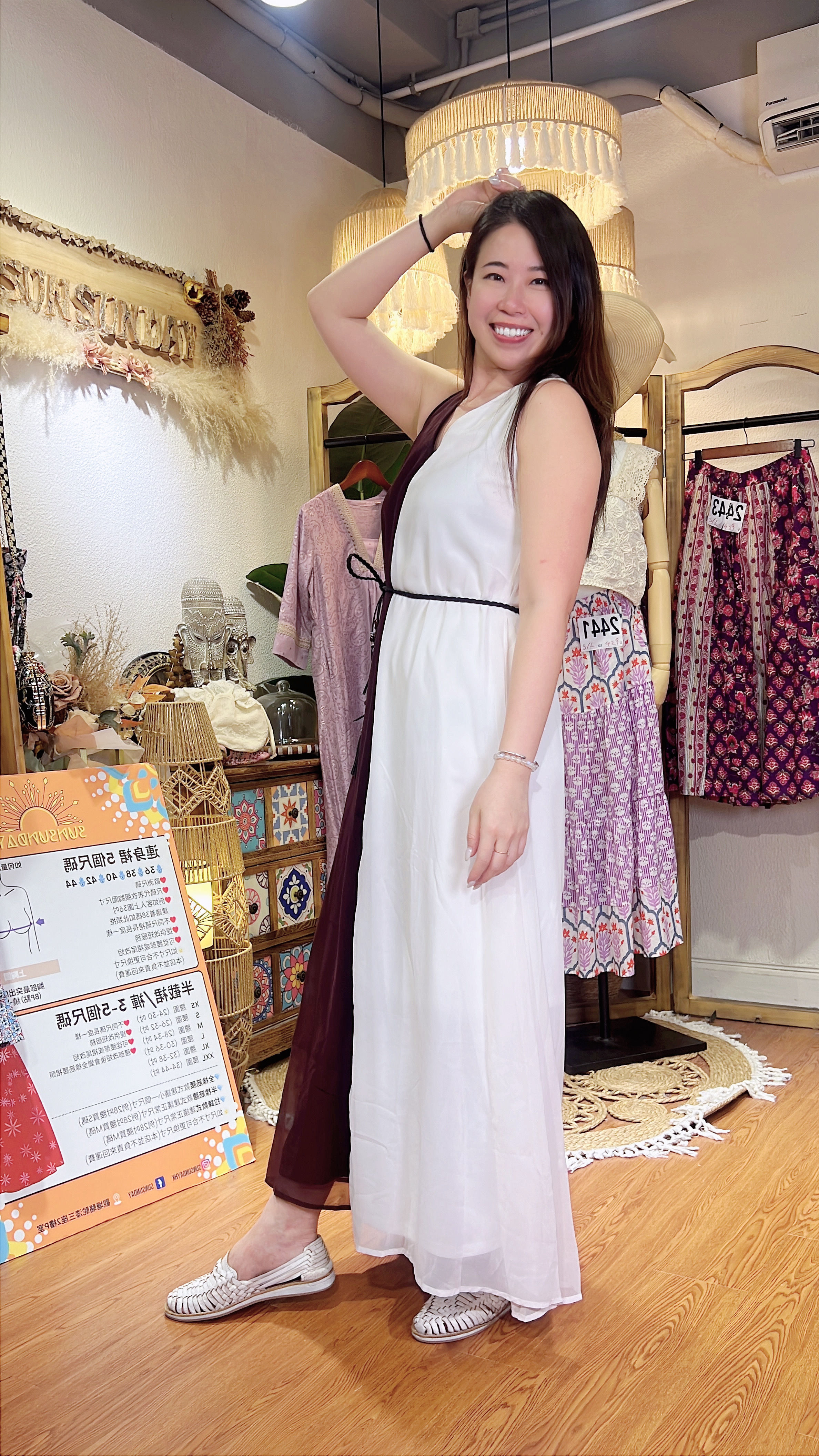 2460 White Violet Half V Neck Long Chiffron OP 53"
