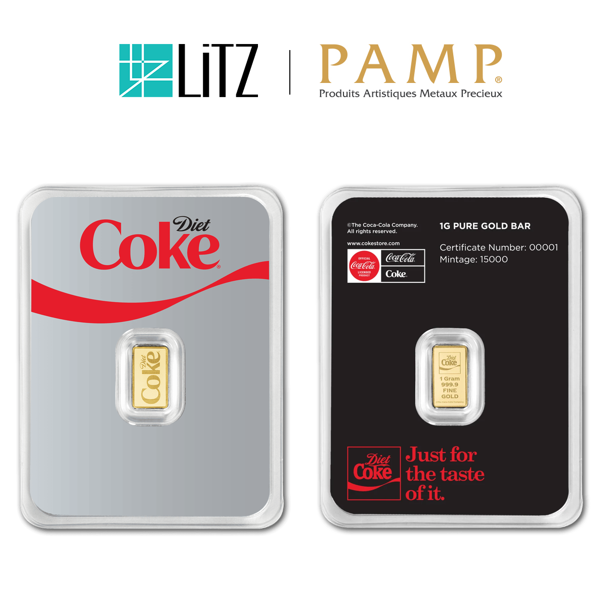  [1 gram] LITZ PAMP x Diet Coke Limited Edition Gold Bar (999.9) PG086