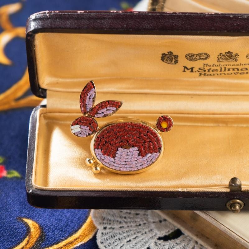 Vintage C.a. 1950-60s Mosaic Pink Rabbit Brooch - New Old Stock (HD058)
