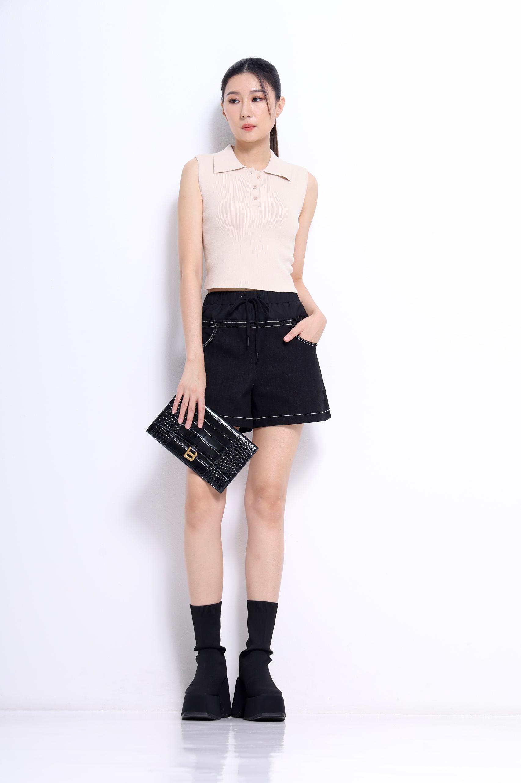 CP1619 Drawstring Denim Casual Shorts