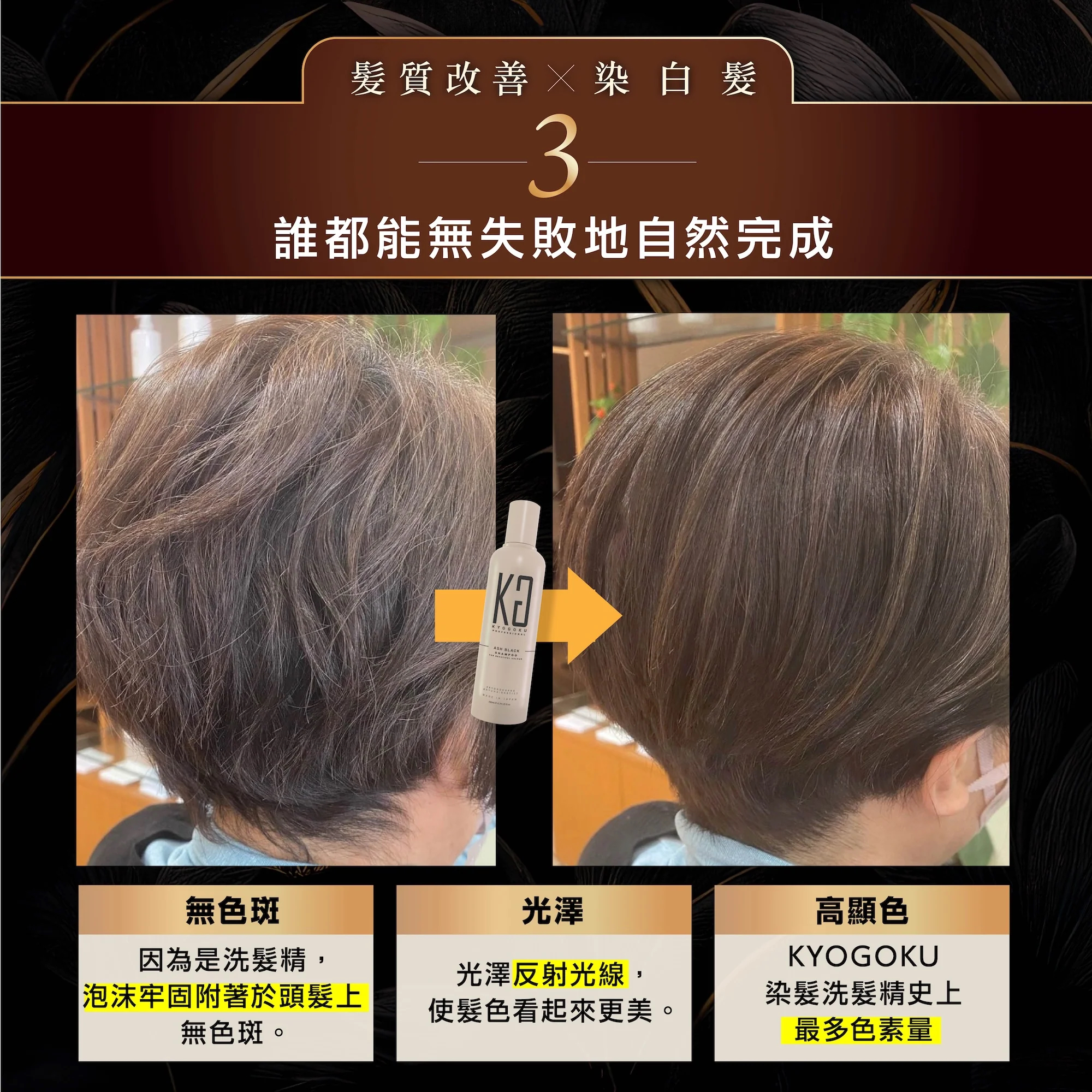 KYOGOKU Natural Brown Shampoo 蓋白髮專用自然啡色洗髮水 200ml