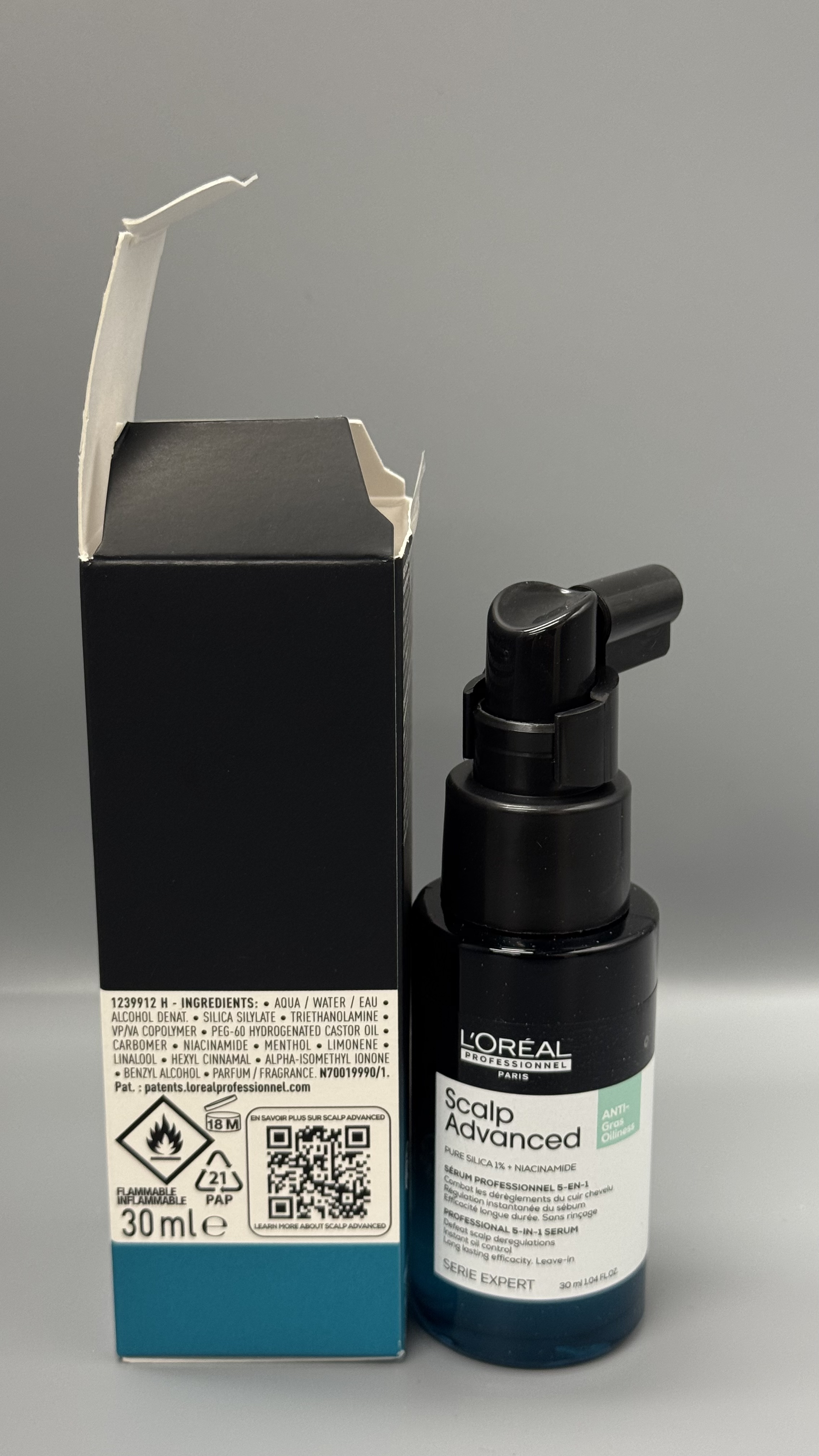 L’Oréal Professionnel Scalp Advanced Anti-Oiliness 5-in-1 Scalp Serum 30ml｜Leave-In Oil Control for Oily Scalp