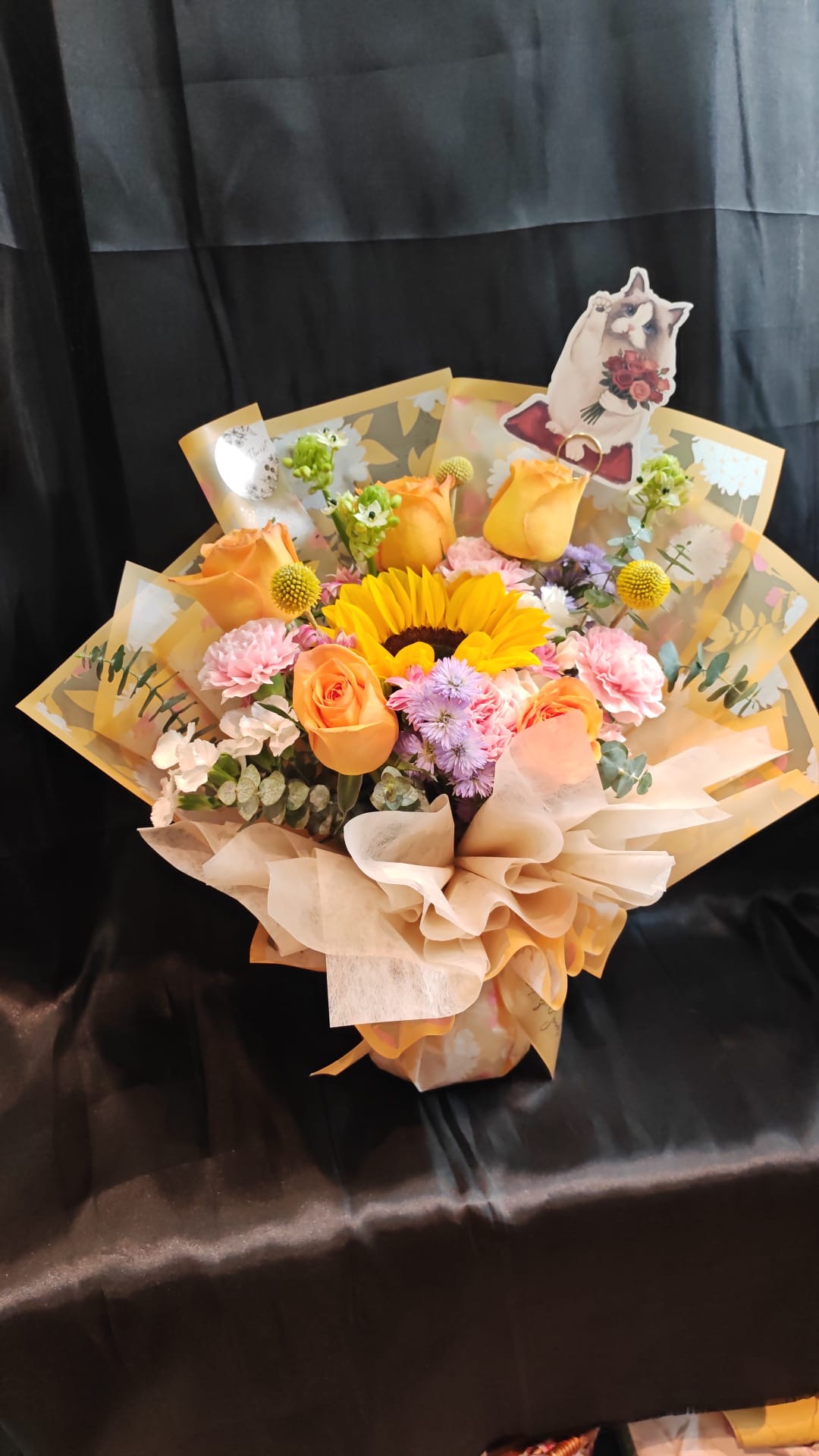 蜜桃陽光布偶花束