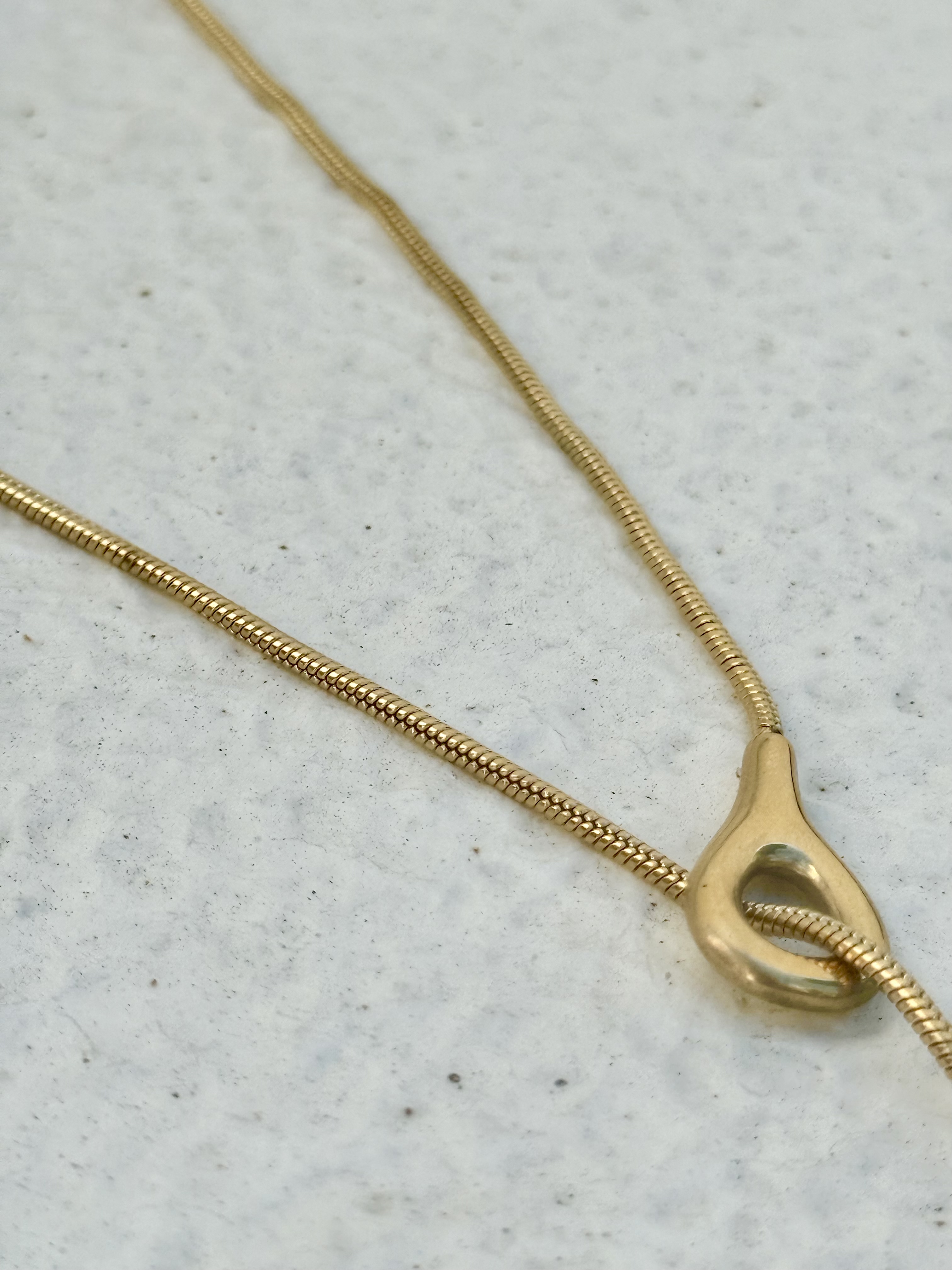 Gold water drop stainless necklace