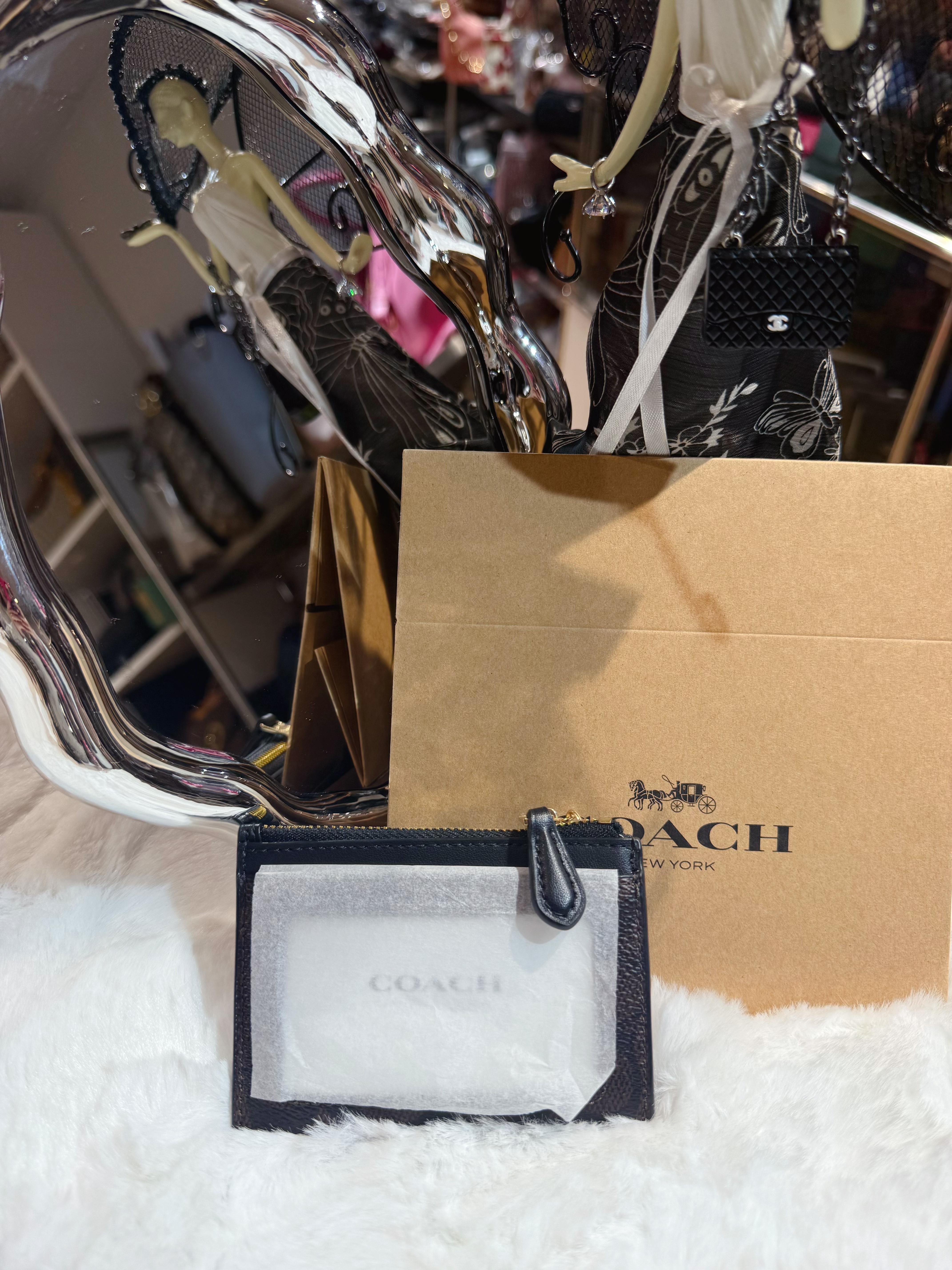 Coach card coin case dark/m