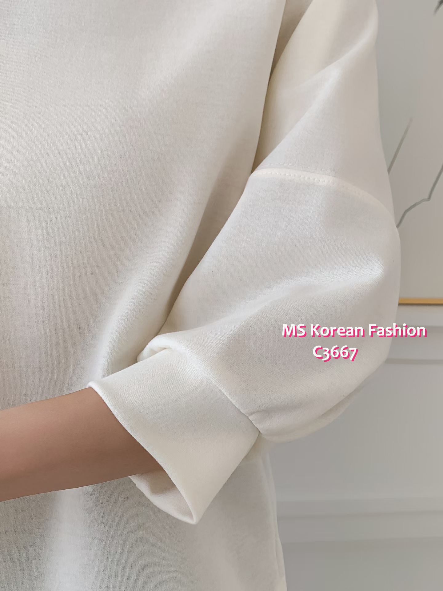 C3667 韓國🇰🇷淨色泡泡袖top