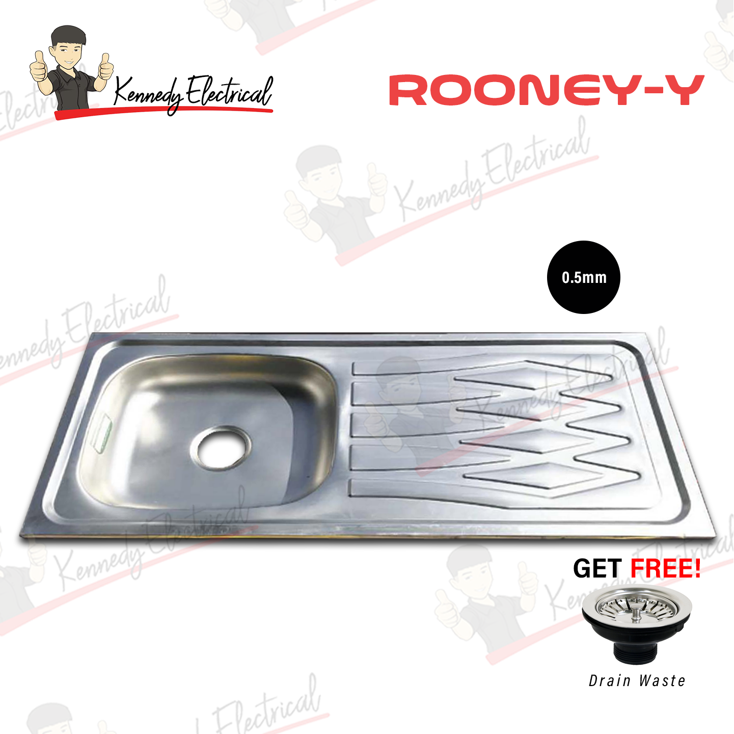 Rooney-Y 1B1D Stainless Steel Sink (10646#) W69