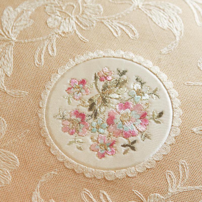 VIntage Mid-Century English Embroidered Floral Pattern Lace Vanity Tray (AN041)