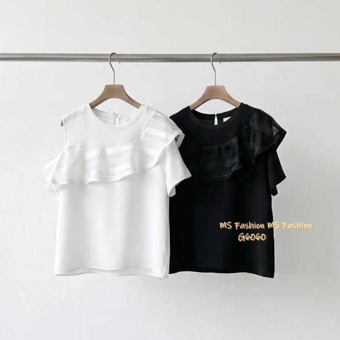 G6060 韓國🇰🇷靚料ruffle露單肩top