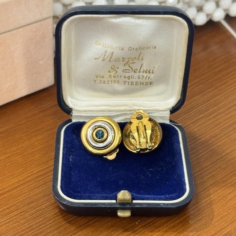 Vintage 1980s Designer Style Buton Clip Earrings from Germany (MT2562)