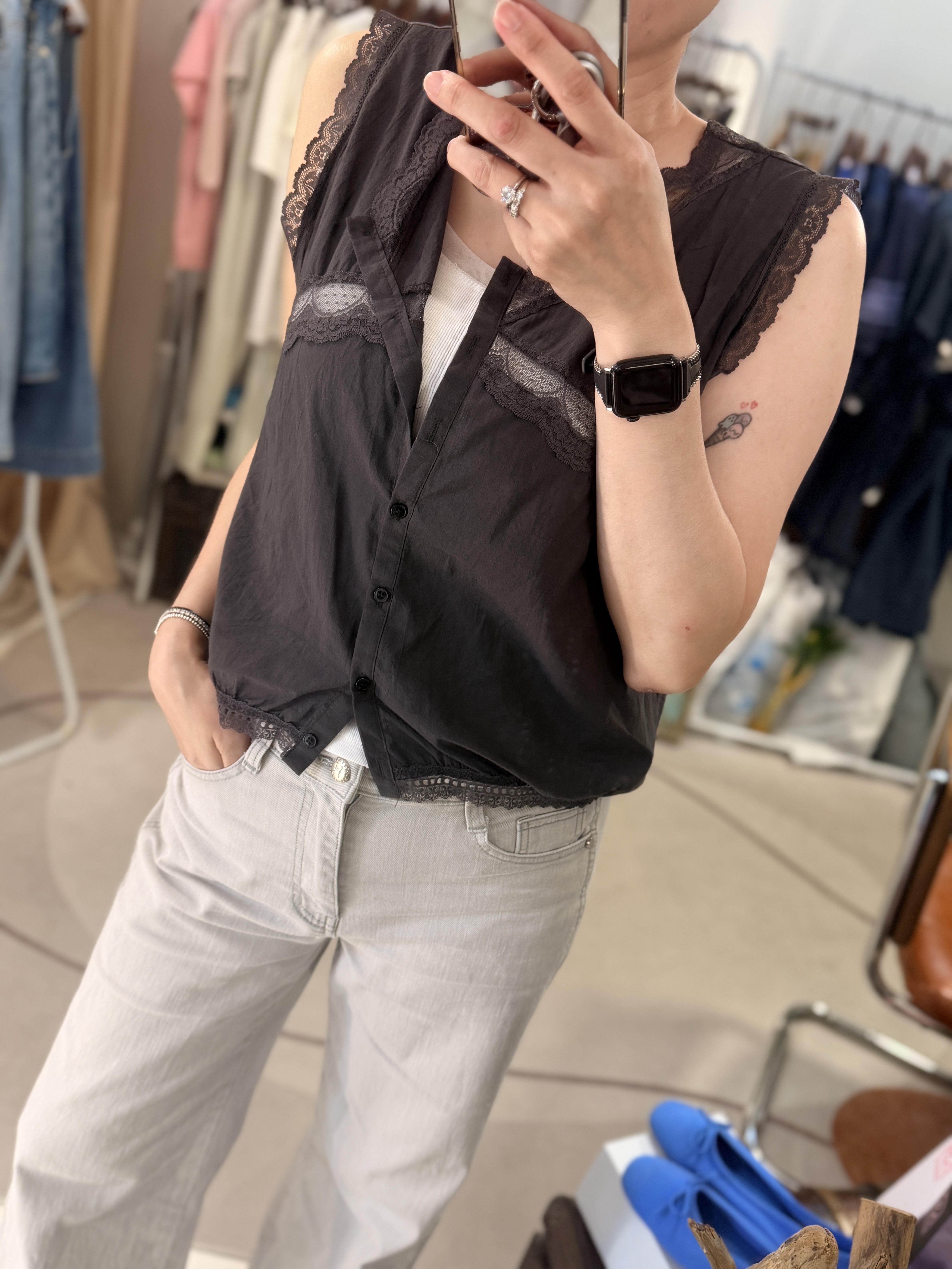 Lace vest shirt