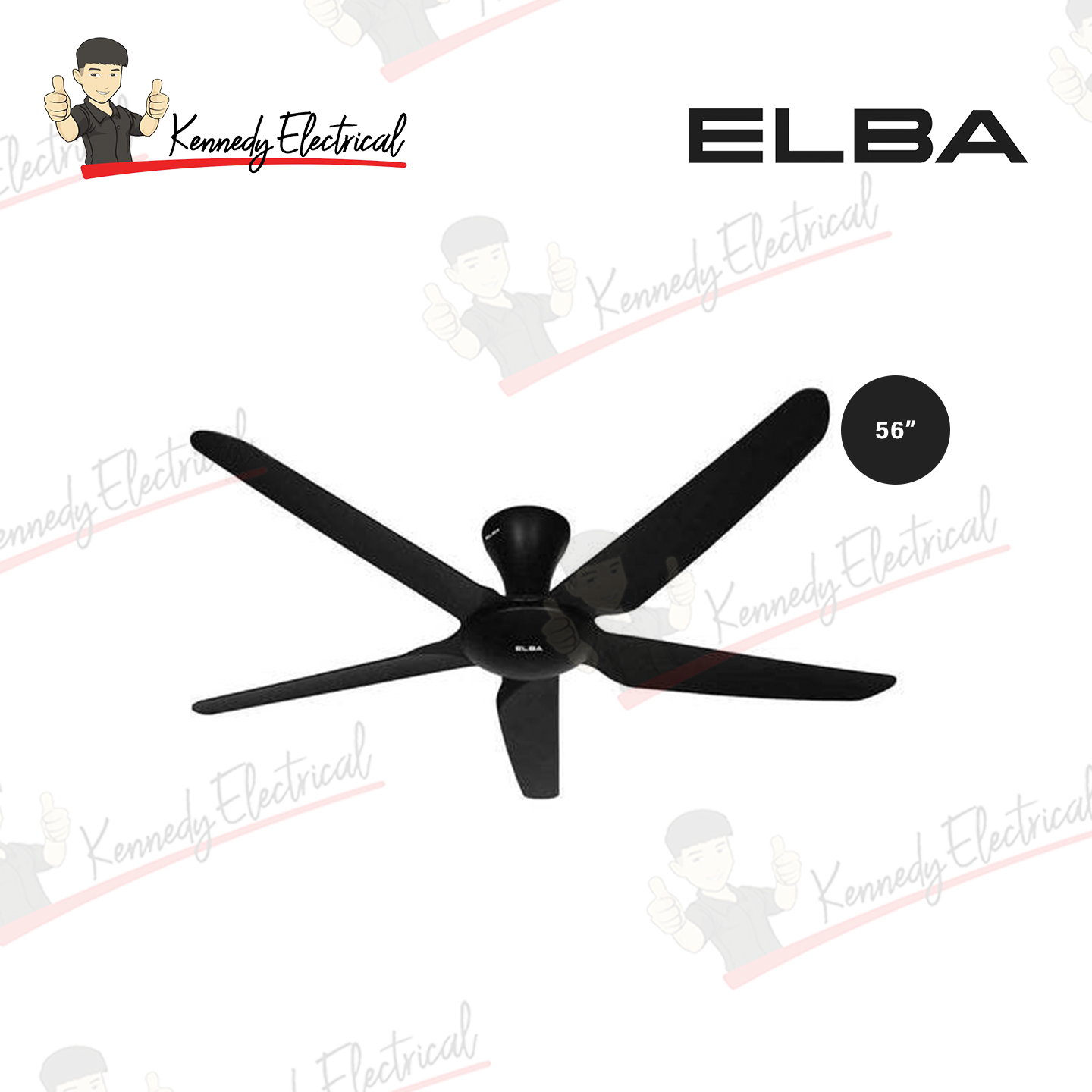 Elba 56" Dc Motor,Remote Controller 5 Abs Blades Dc Ceiling Fan (Black) ECF-N5610(BK)