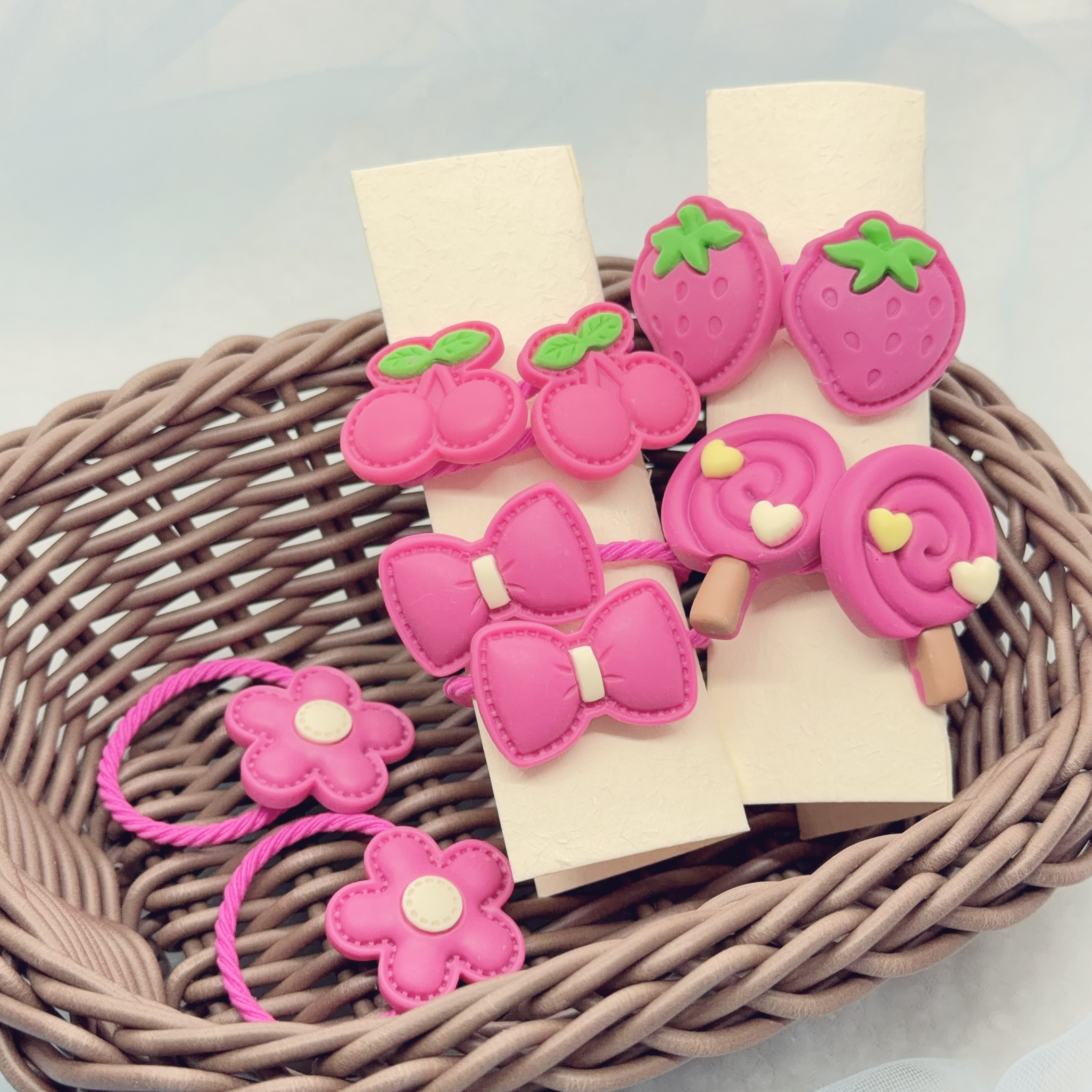 粉紅造型小童髮圈 (5pairs/set) *Minimore自家出品 