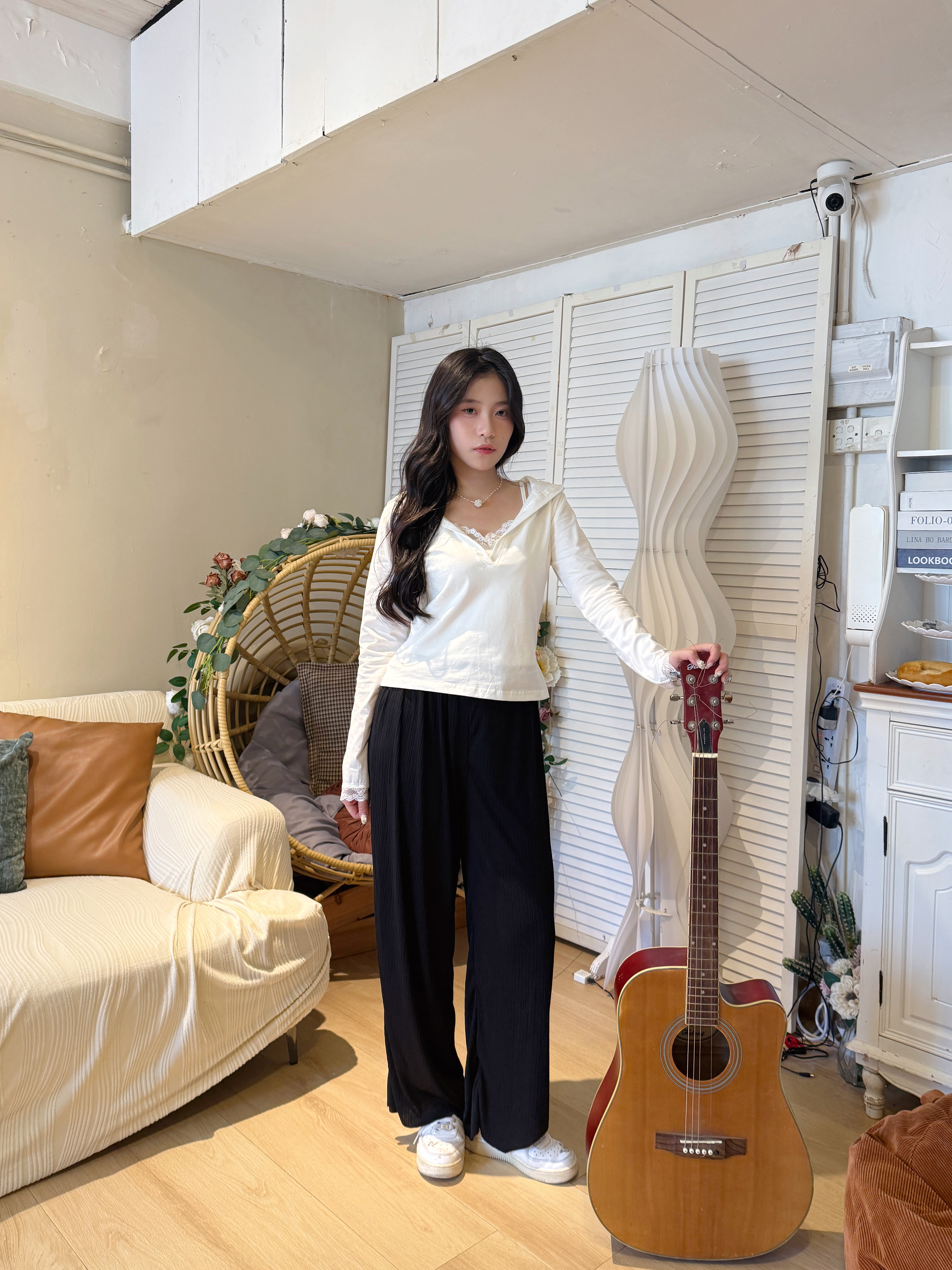 🇰🇷連帽假兩件Lace Top