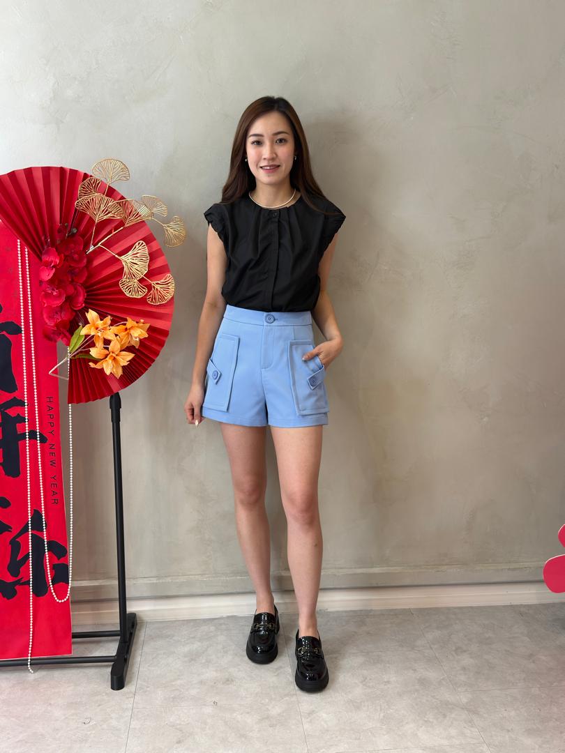 A-T303758 Folded Sllv Cotton Blouse