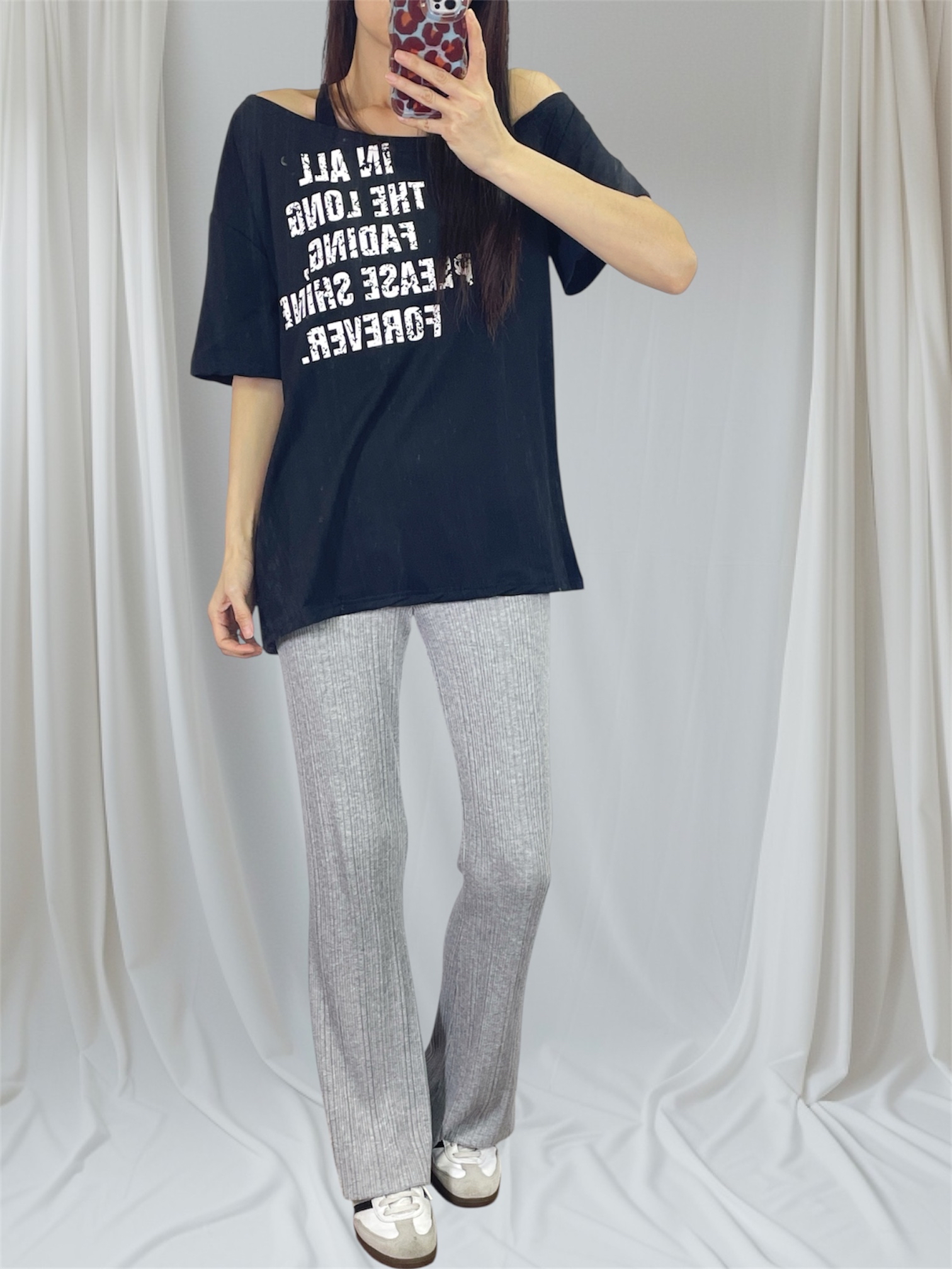 K5556 棉料印字斜膊tee