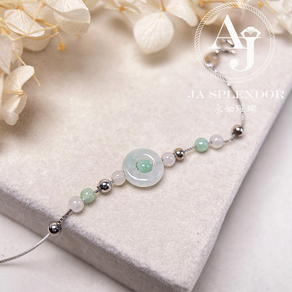 D-36J 天然翡翠A玉 薄荷糖系列純銀手鏈