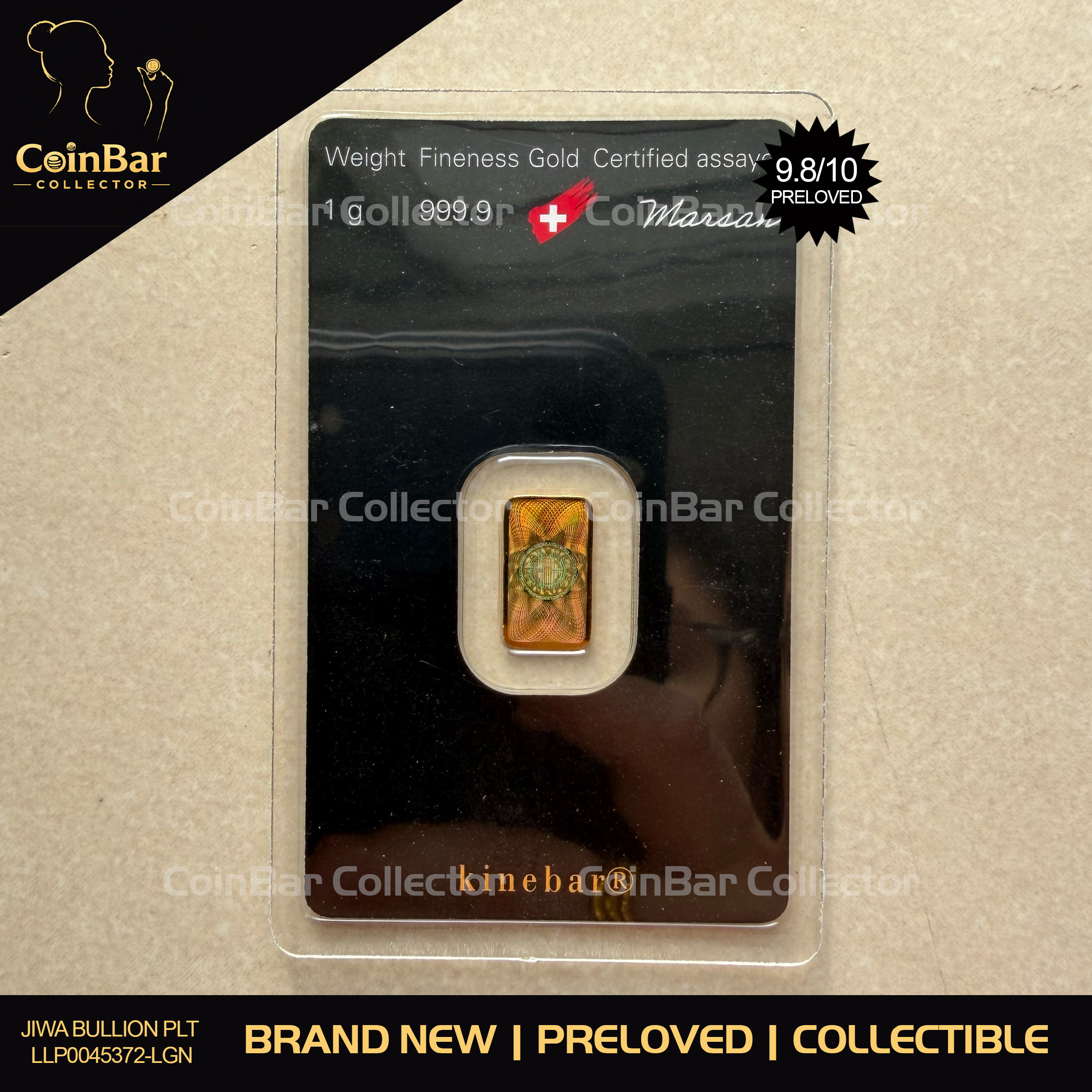(SN:158833) ARGOR Kinebar 1g 🇨🇭Swiss Fine Gold Bar Emas 999.9 镭射金