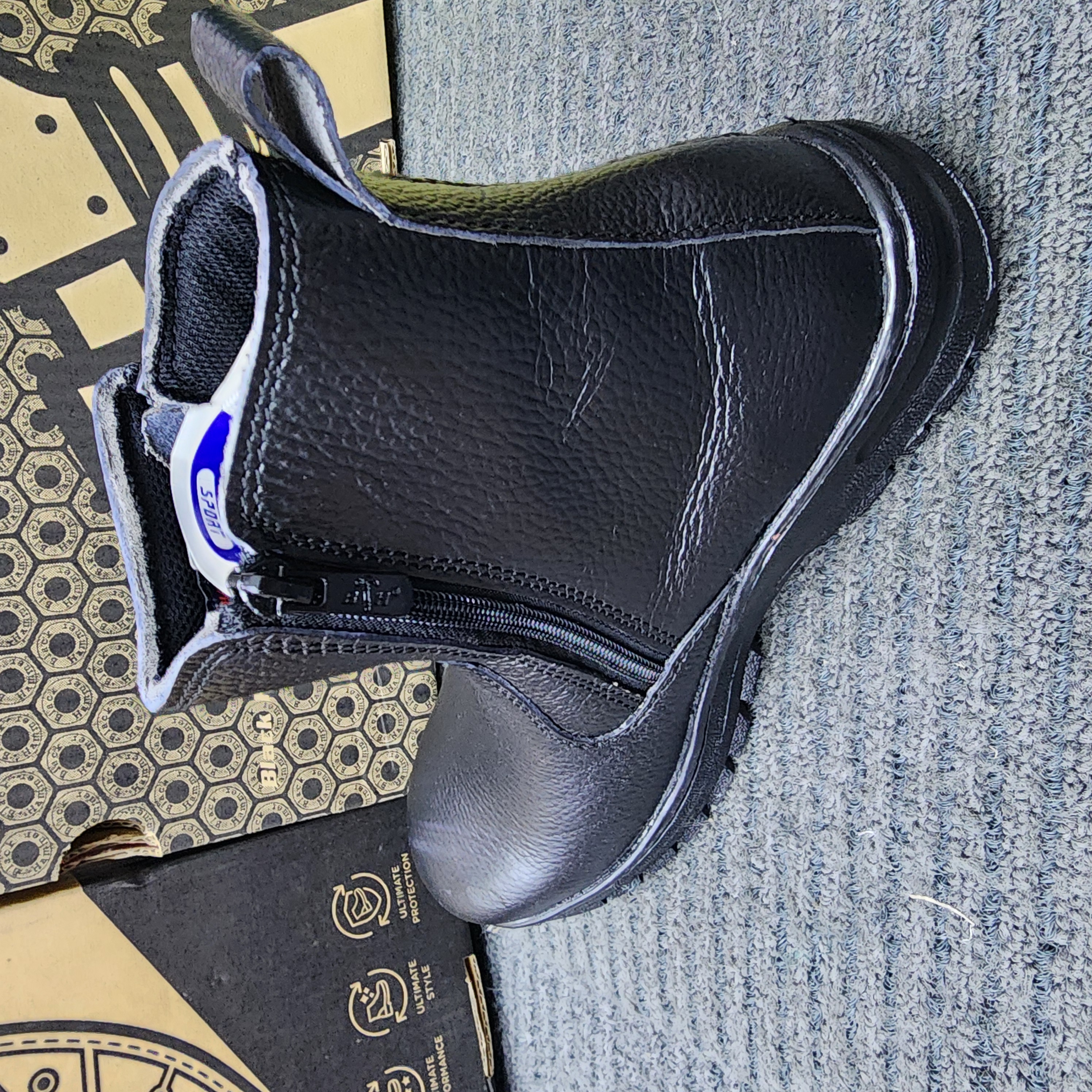 Black Hammer 2000 Series Mid cut Zip on Safety Shoes BH 2333 SIRIM DOSH Kasut Keselamatan