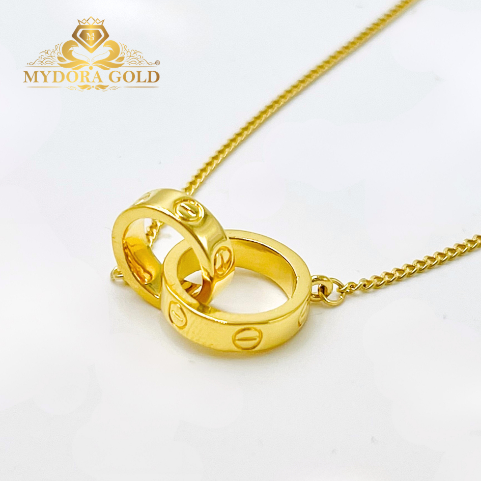 MYDORA Rantai Leher Fesyen Double Cartierr l EMAS 916/22K