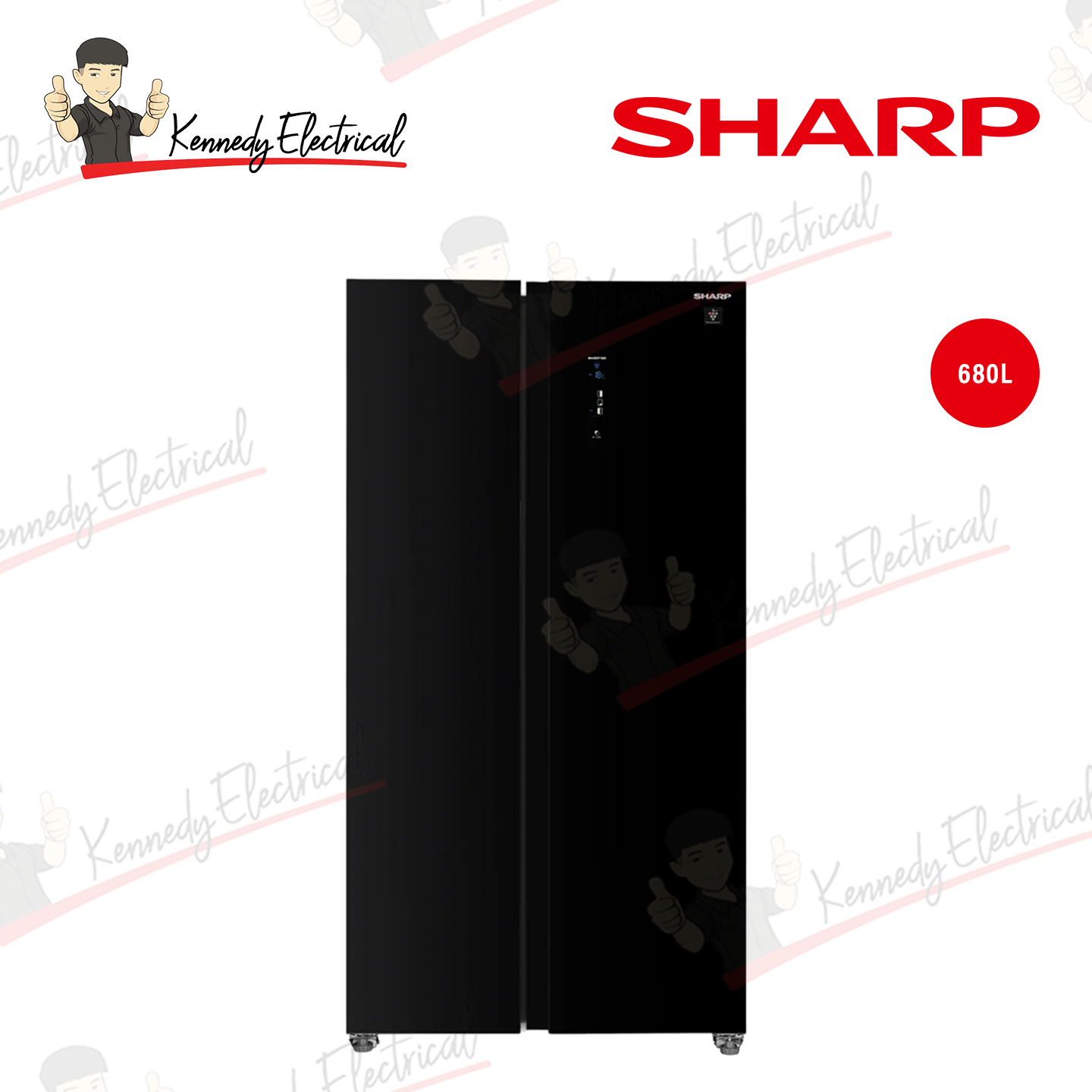 Sharp 680L Glass Door Side-by-Side Refrigerator (SJXP6822GK)