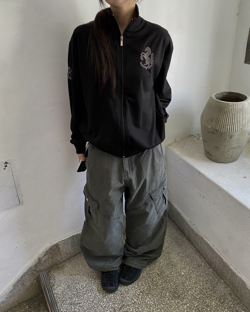 Graphic High-Neck Zip-Up
