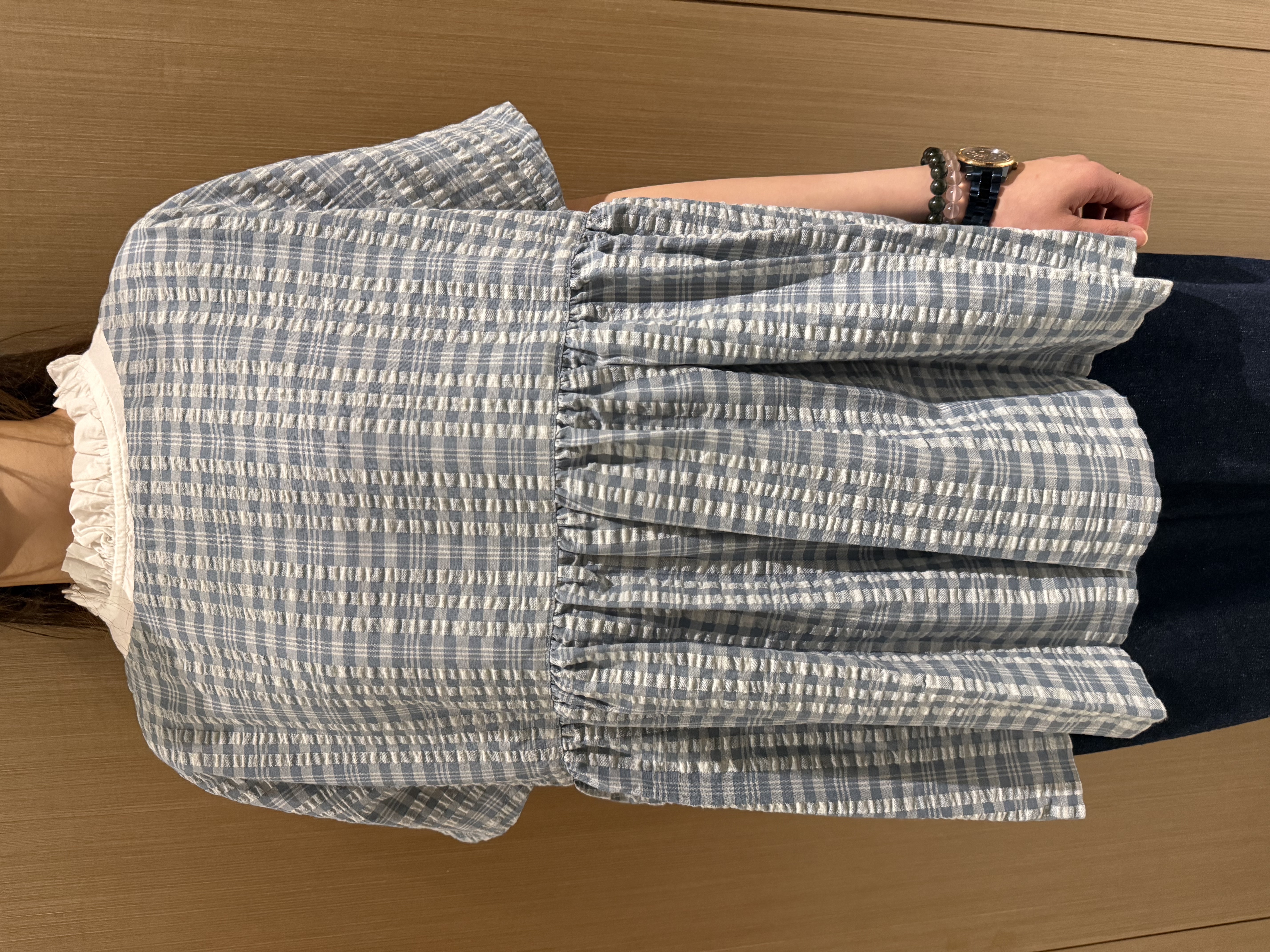 泡泡棉格仔𝐭𝐨𝐩（藍綠𝐱白）