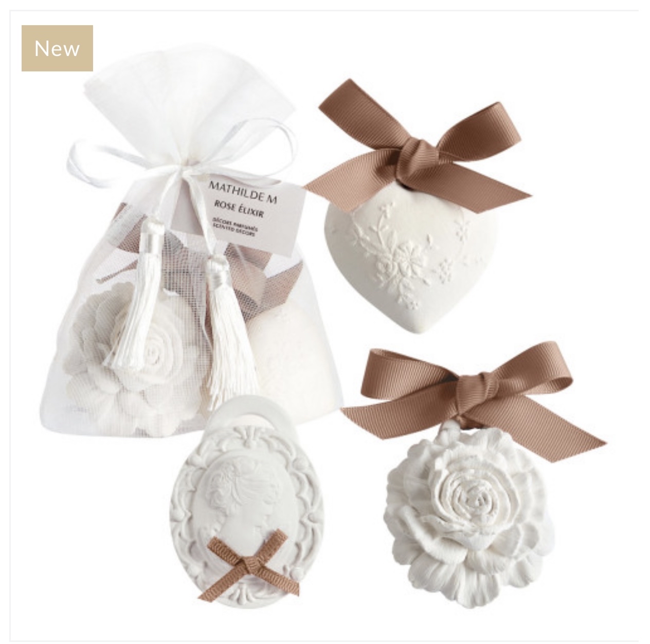 💕Mathilde M Pouch of 3 Scented Decorations - Rose Élixir