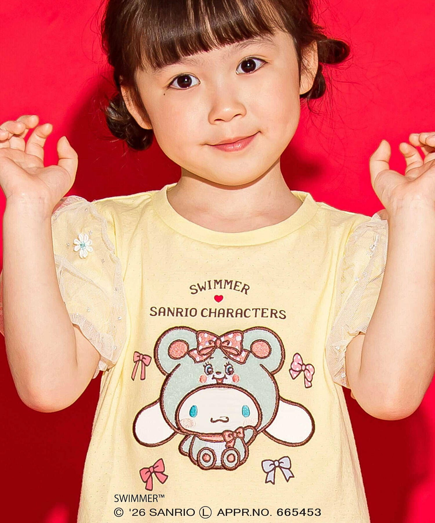 🇯🇵預訂 日本直送🇯🇵Slap Slip x Swimmer x Sanrio系列三色人物刺繡貼花薄紗泡泡袖上衣