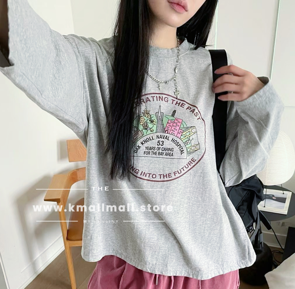🍂初秋預訂✅ 慵懶感撞色print長Tee