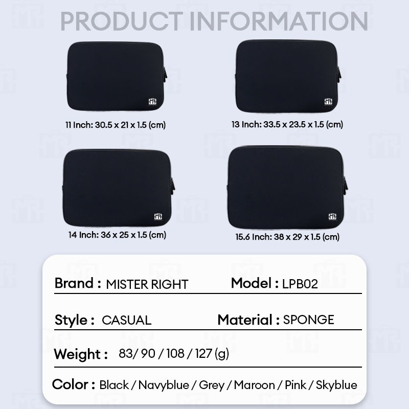 11 - 15.6 Inch (3 IN 1) Mister Right Sponge Laptop Sleeve