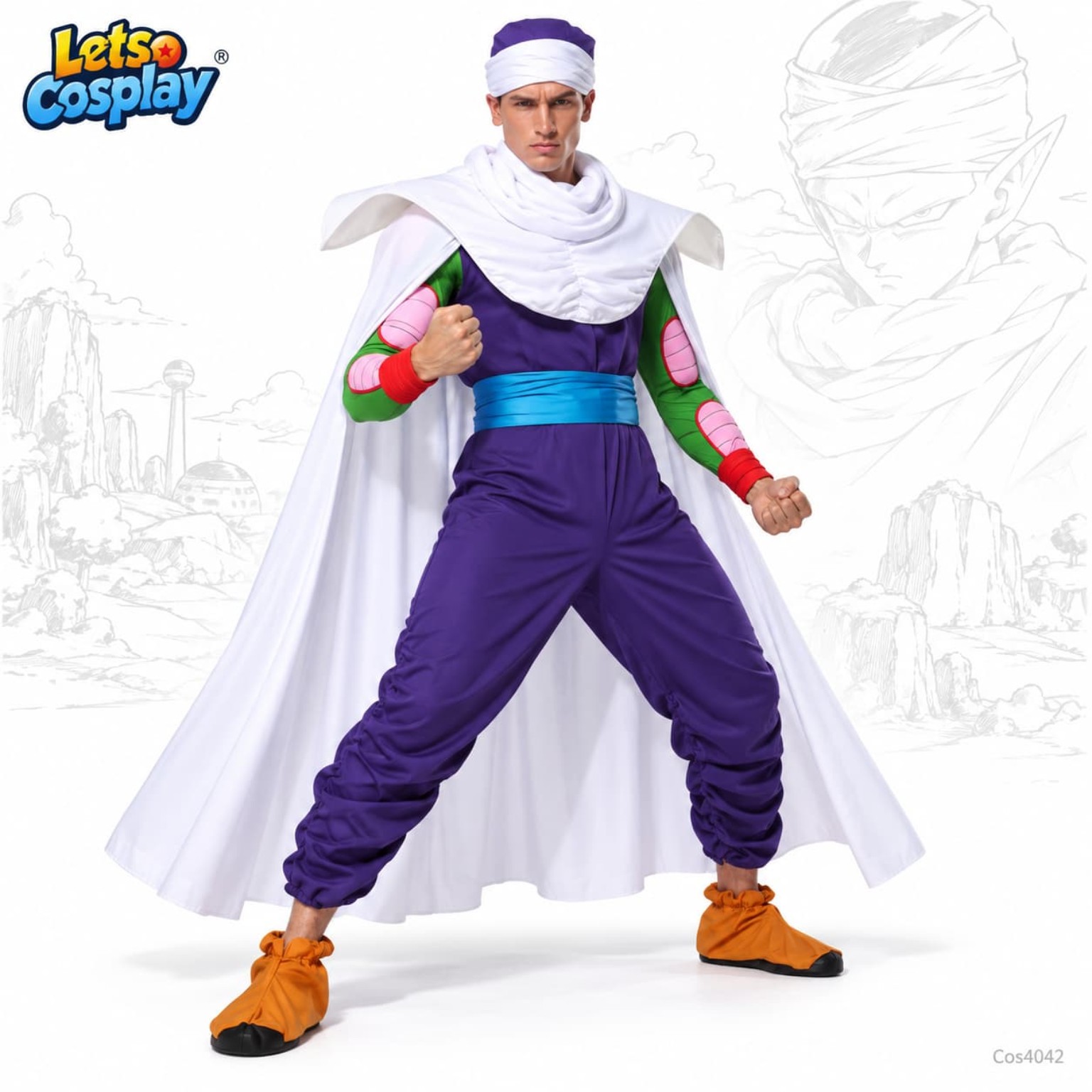 七龍珠笛子魔童服裝Piccolo成人男裝動漫角色扮演服裝全套連披風帽子｜香港現貨 Lets Cosplay COS4042